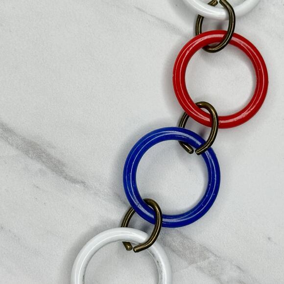 Vintage Red White Blue Chain Link Belt Size S/M Patriotic - Picture 3 of 10